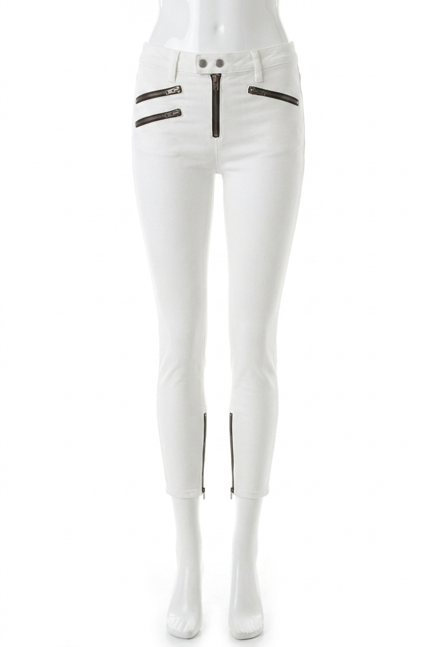 NEW RAG & BONE high rise biker jeans in white
